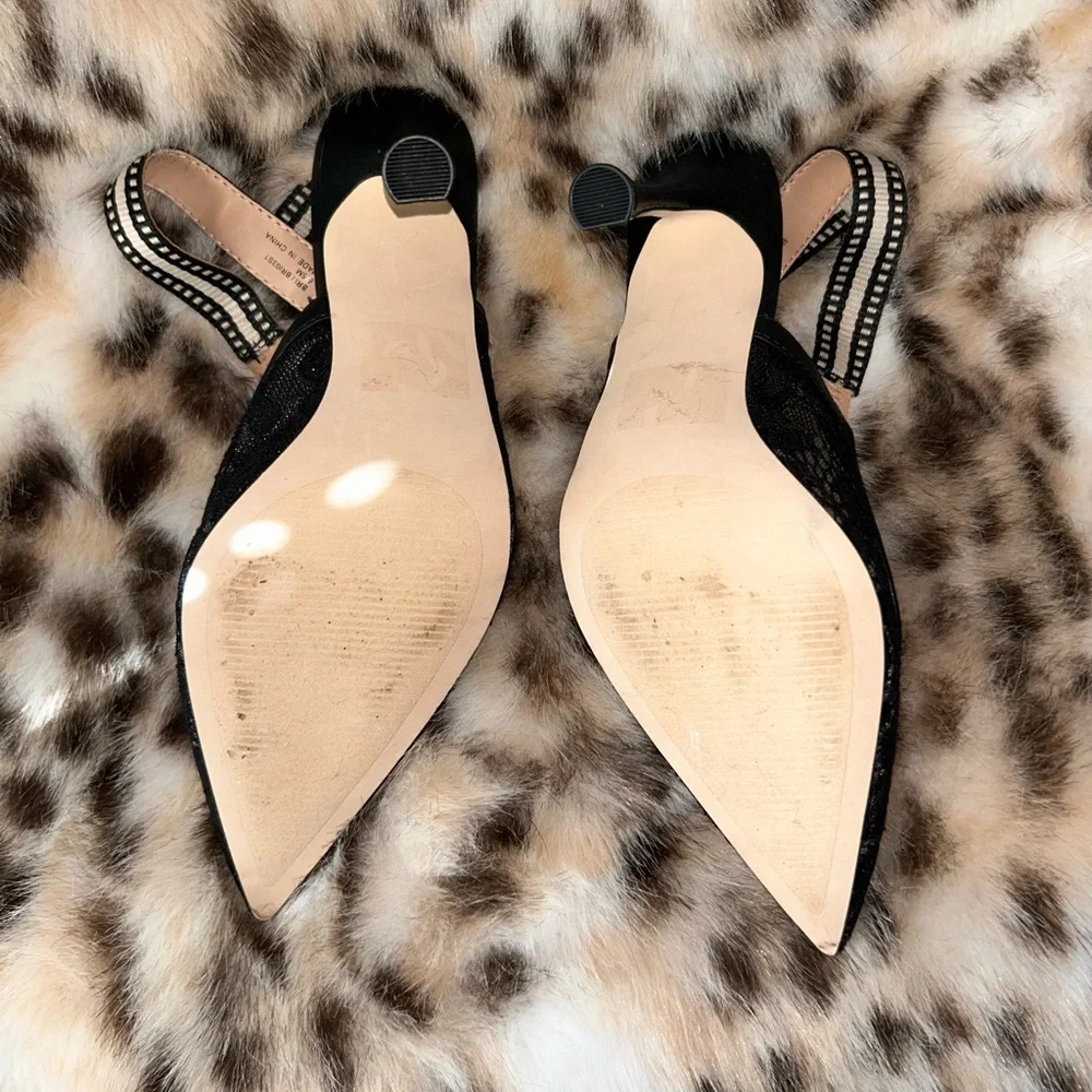 Steve Madden Bri Stiletto Pump Slingback Black Lace 6.5M EUC - Picture 6 of 13